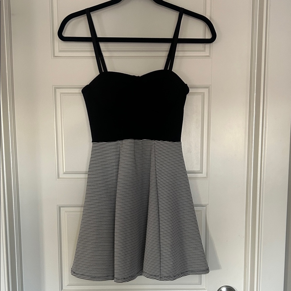 Material Girl Black and White Striped Mini Dress